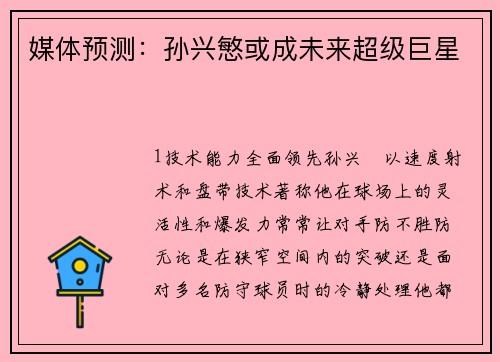 媒体预测：孙兴慜或成未来超级巨星